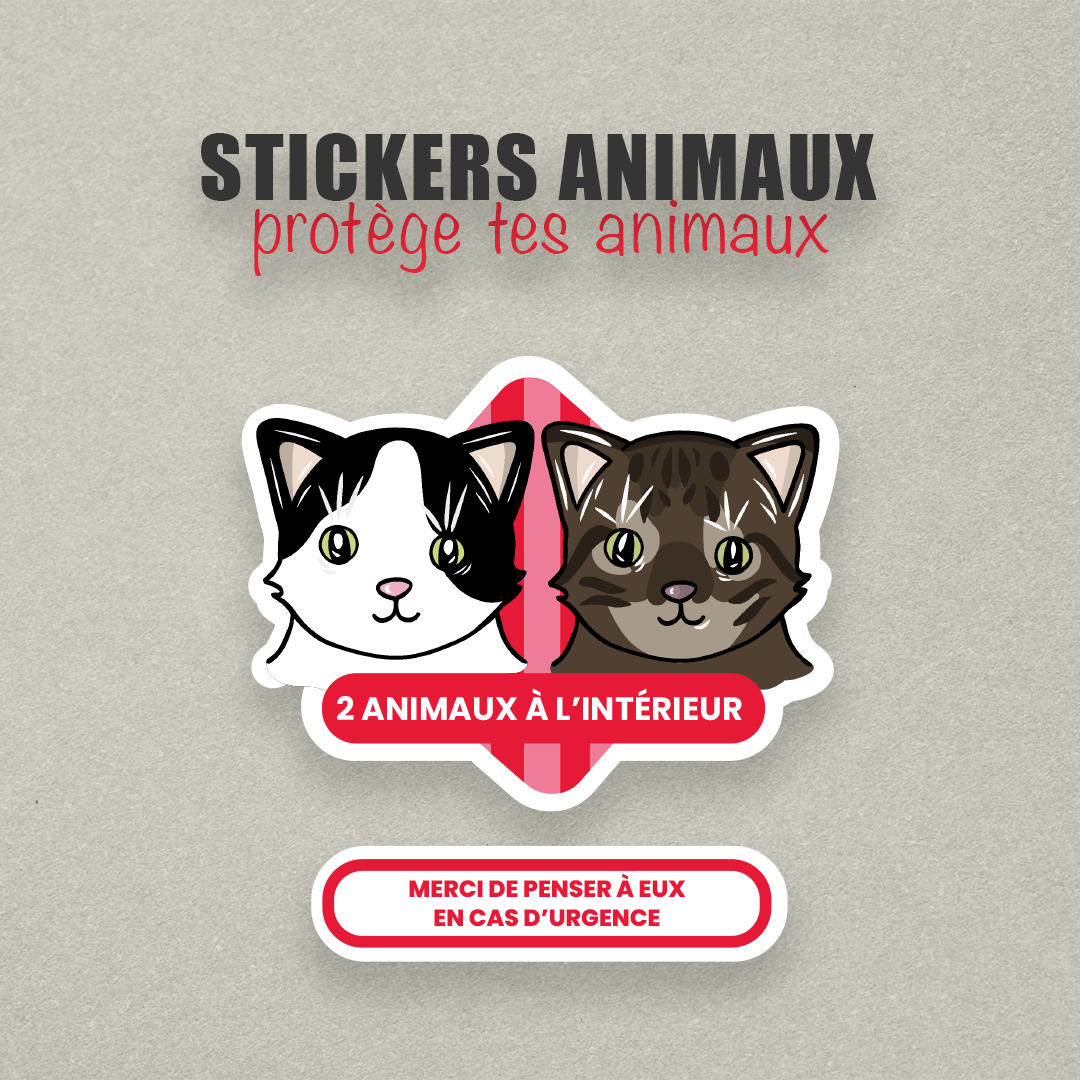 Sticker urgence animaux personnalisé – Carte Portefeuille - Illustration Cute/Kawaï sur mesure
