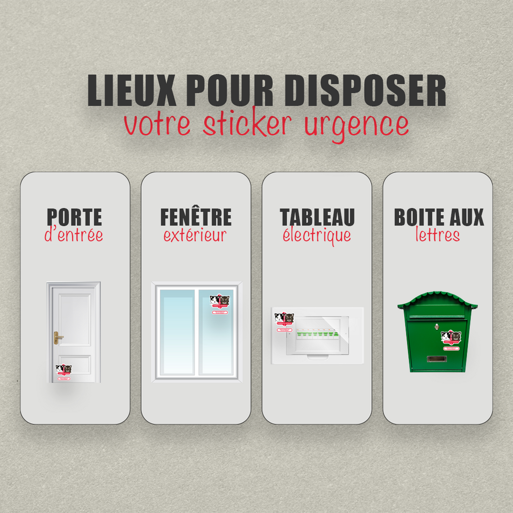 Sticker urgence animaux personnalisé – Carte Portefeuille - Illustration Cute/Kawaï sur mesure