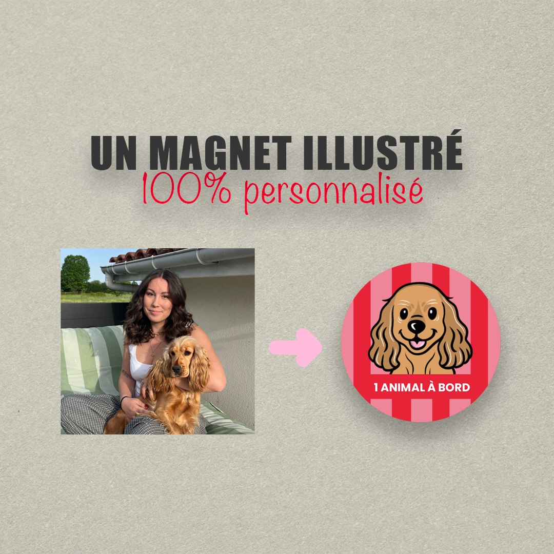 Magnet voiture urgence animal personnalisé – Carte Portefeuille - Illustration Cute/Kawaï sur mesure